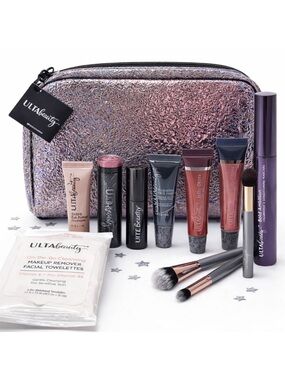 Ulta Beauty Makeup Bundle Gift Set Cosmetic Bag Lipstick Mascara Brushes